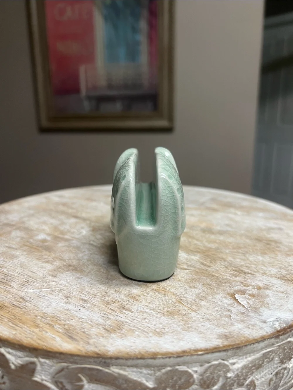 🐘Pier 1 Imports Celadon Ceramic Elephant Business Card Holder